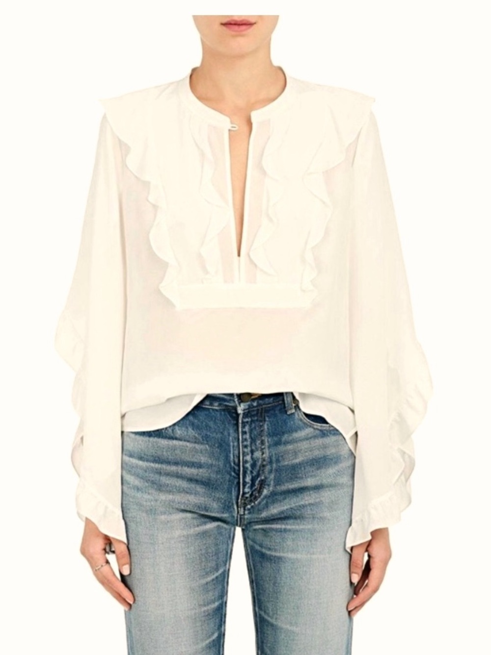 A.L.C x Barney’s Cream Mendel Silk Ruffle Blouse 8